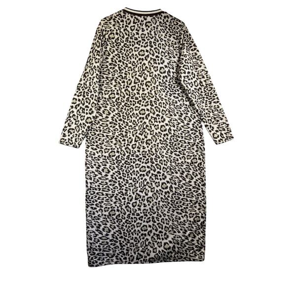 H&M Dress XL Brown Metallic Animal Print Midi Long Sleeve Cozy Knit Cheetah Boho - Picture 2 of 11